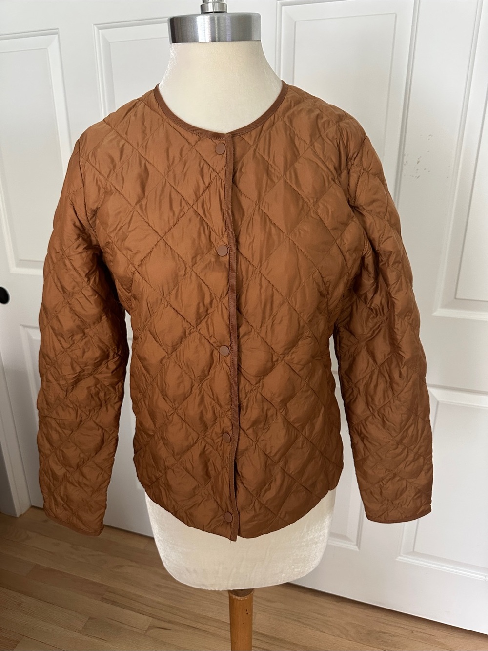 Uniqlo Quilted Snap-Front Puffer Jacket in Chestnut, Size M